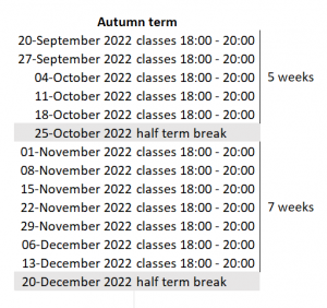 Autumn term 22 Autumn term 22