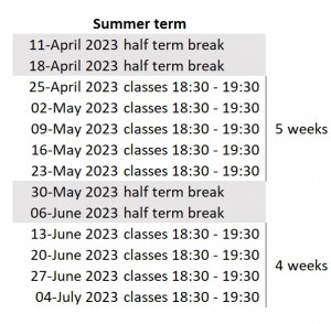 Summer term calendar Summer term calendar
